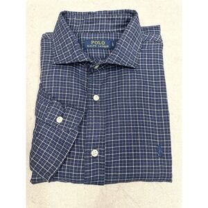 Polo Ralph Lauren Men Blue White Checkered Long Sleeve Button Down Shirt